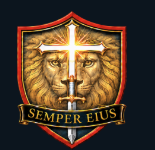 Semper Eius corporate lion and sword shield logo